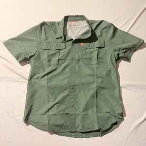 The American Outdoorsman Shirt Mens Large Green Excellent Ripstop Utility Hiking